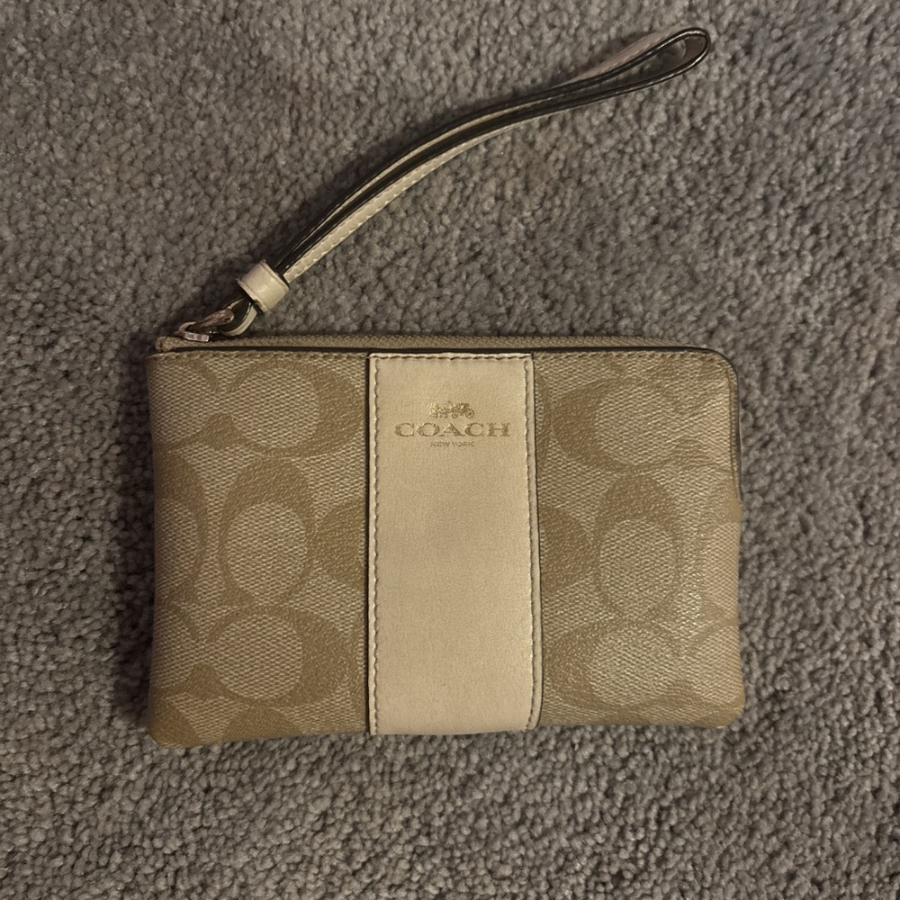 Coach Beige and Cream Wristlet